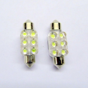 6 LED žárovky sulfit modré 36 mm 2 ks