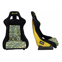 Sportovní křeslo SLIDE KS2 Premium Camouflage Dark Green Velur & Yellow Glitter