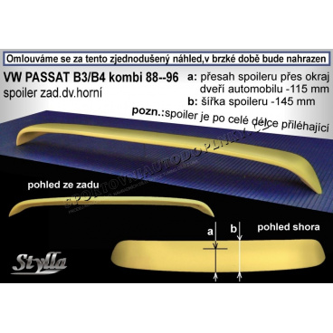 VOLKSWAGEN PASSAT B3 COMBI (88-93) spoiler zad. dveří horní VOLKSWAGEN PASSAT B3 COMBI (88-93) spoiler zad. dveří horní