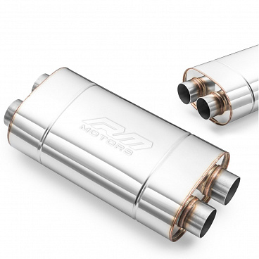 Středový sportovní nerez výfuk RM-MOTORS  DUAL 63 mm / 400 mm