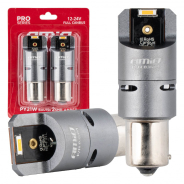 LED žárovky FULL CANBUS PY21W 2x1860 SMD oranžové 12V 24V 
