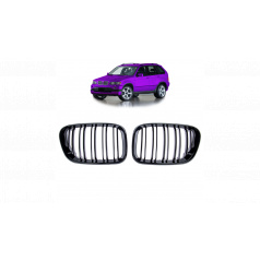 Gril BMW X5 E53 dvojité žebrování Lesklá černá
