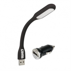 LED lampička flexibilní 12/24V + USB nabíječka 1000mA