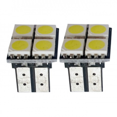 4 SMD LED žárovky T10W2 bílé - 2 ks