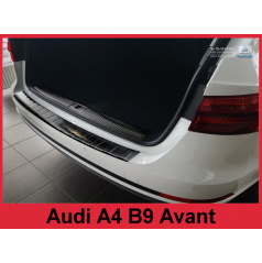 Nerez kryt- černá ochrana prahu zadního nárazníku Audi A4 B9 Avant 2015-16