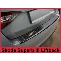 Nerez kryt- černá ochrana prahu zadního nárazníku Škoda Superb III liftback 2015-16