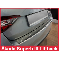 Nerez kryt- ochrana prahu zadního nárazníku Škoda Superb III liftback 2015-18, FL 2019+