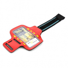 Elegantní reflexní držák smartphonu na paži 8 LED červený