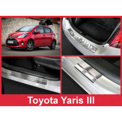 Nerez kryt- sestava-ochrana prahu zadního nárazníku+ochranné lišty prahu dveří Toyota Yaris III 2014-16
