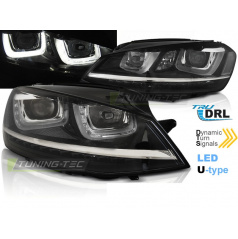 VW Golf 7 11.12-17 přední čirá světla U-Type black DRL SEQ