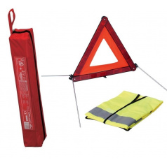 Trojúhelník výstražný E4 + výstražná vesta XL + obal