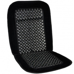 Potah sedadla korálky v látkovém rámu - mikrosemiš černý