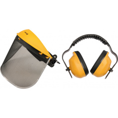 Helma se sítěným štítem + chrániče sluchu