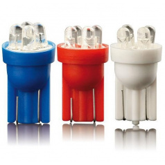 Žárovka parkovací T10 4 LED bílá, modrá, červená 2 ks
