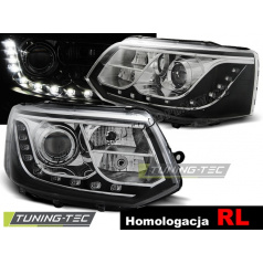 VW T5 2010- PŘEDNÍ ČÍRÁ SVĚTLA DAYLIGHT LED BLACK HOMOLOGACE RL