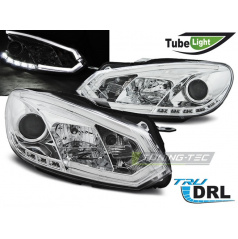 VW Golf 6 10.08-12 přední čirá světla Tube Lights TRU DRL chrome