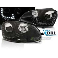 VW Golf 5 10.2003-09 přední čirá světla LED DRL black