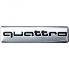 Plastický znak QUATTRO alu provedení s podlepením 70X17 mm