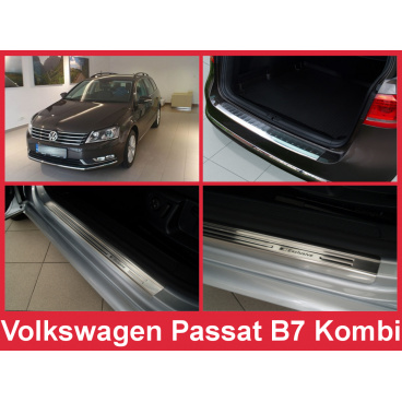 Nerez kryt- sestava-ochrana prahu zadního nárazníku+ochranné lišty prahu dveří VW Passat B7 kombi 2011-14