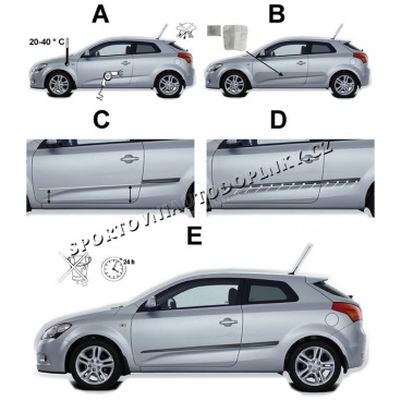 Boční ochranné lišty dveří - Hyundai i20, facelift, 2013 -, 5 dveř.