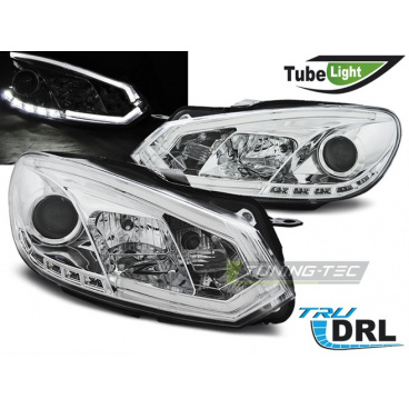 VW Golf 6 10.08-12 přední čirá světla Tube Lights TRU DRL chrome