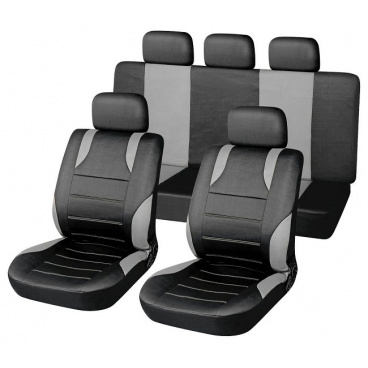 Potahy sedadel sada Sport šedé airbag (2x přední sedadlo a zadní sedadla, 5x opěrka hlavy)
