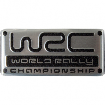 Plastický znak WRC alu provedení s podlepením 55X25 mm